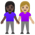 👩🏿‍🤝‍👩🏼 women holding hands: dark skin tone, medium-light skin tone display on Google